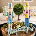 2 Pcs 12" Easter Wooden Nutcracker to Paint Unfinished Nutcracker Bunny Figures Statues Ornaments DIY with Brush Paint for Easter Spring Paintable Gifts Table Desktop Fireplace Decor