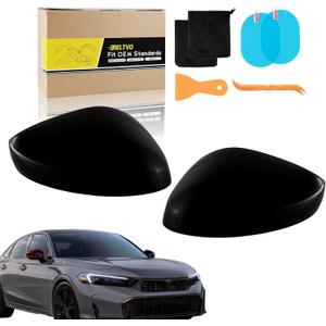 Mirror Cover Set for Honda Civic 11th Gen 2022 2023 2024 2025,Glossy Black,Non-Light Version,Driver & Passenger Side Pair. (Glossy Black,No Light, Left&Right)