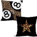 Preppy Y2K Cheetah Print Throw Pillow Covers, Trendy 8 Ball Leopard Pillow Room Decor, Cheetah Leopard Lover Gifts for Women, Coquette Pillows for Girls Room Dorm Apartment, 18x18 inches