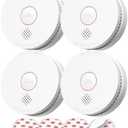 SITERLINK Smoke Detectors,UL217-9th Listed Smoke Alarms with Replaceable Battery,Photoelectric Sensor Smoke Detector with Test-Silence Button,Fire Detectors for Home,House,GS509A Pack of 4