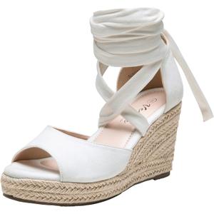 Vepose Women's Espadrille Wedge Sandals, Rome 882 Open Toe Lace Up Platform Wedges, Comfortable Ankle Wrap Heels for Summer, Wedding, Beach, Casual, Size 9.5