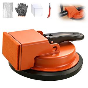 Heavy Duty Floor Gap Fixer Tool, 110LBS Suction Cup Floor Repair Kit with 5 Cuttable Pads, Grout Scraper & Gloves, Fits Minimum 4.8" Wide Wood Laminate LVP Vinyl Flooring (Orange)