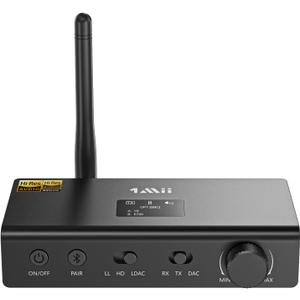 1Mii DS700 HiFi Bluetooth Audio Transmitter Receiver for TV, Long Range Wireless Adapter with Audiophile DAC, LDAC/aptX HD/aptX LL, OLED Display, Optical & Coaxial Input/Output, RCA Output Only
