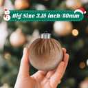 9 Pcs Christmas Tree Ornaments Set, 80mm/3.15in Large Velvet Christmas Balls for Xmas Tree Decorations Shatterproof Hanging Flocked Balls Ornaments Brown