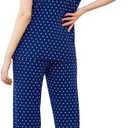 Women's Pajamas Sets 2 Piece Womens Short Sleeve Capri Pants Pajama Sets Tencel Rayon Cotton Pj Sets S-3XL (Navy Polka Dot)