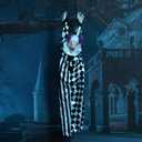 HollyHOME Halloween Animated Hanging Clown with Glowing Eyes Creepy Sound and Shaking Body Halloween Decorations Outdoor Scary Haunted House Outdoor Prop Decor 60'' Black