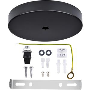 Arturesthome 7" Modern Rewind Ceiling Canopy Kit,Black Single Hole Ceiling Plate for Pendant Lights or Chandelier Fixture (18cm)