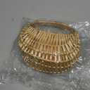 MAGICLULU Handwoven Rattan Flower Arrangement Basket Small Half Moon Woven Basket with Handle and Plastic Liner for Wedding Flower Girl Party Candy Storage and Home Decor 6.69X6.49X4.33 Inch