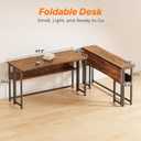 Huuger Folding Desk with Storage Shelf, 47.2 Inch Foldable Computer Table, 18.5"D x 47.2"W