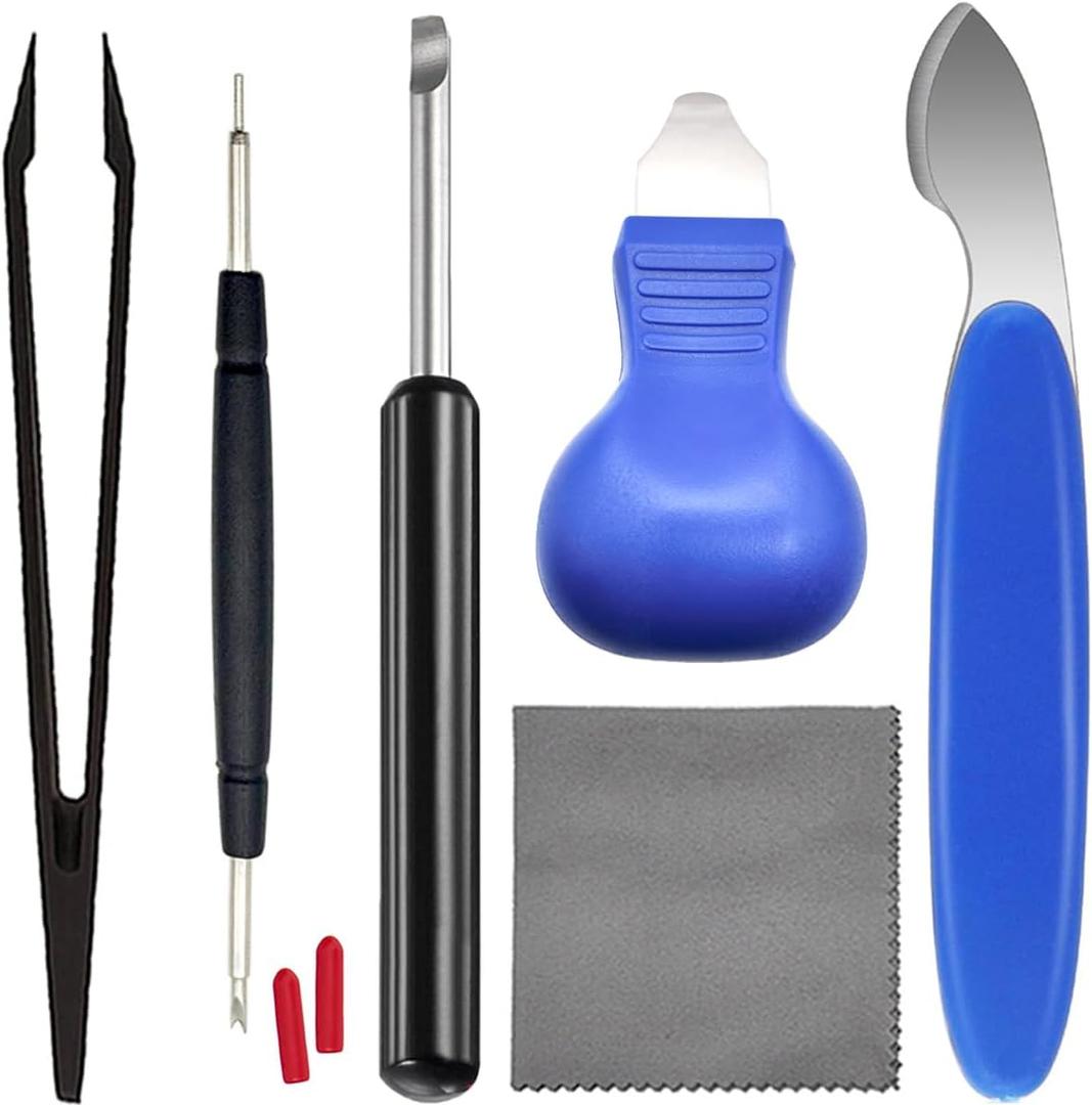 Professional Watch Back Removal Tool, 6 In 1 Pry Back Case Opener Tool Kit, Wristwatch Battery Replacement Set, Watch Repair Kits, 4 Colors (Blue)