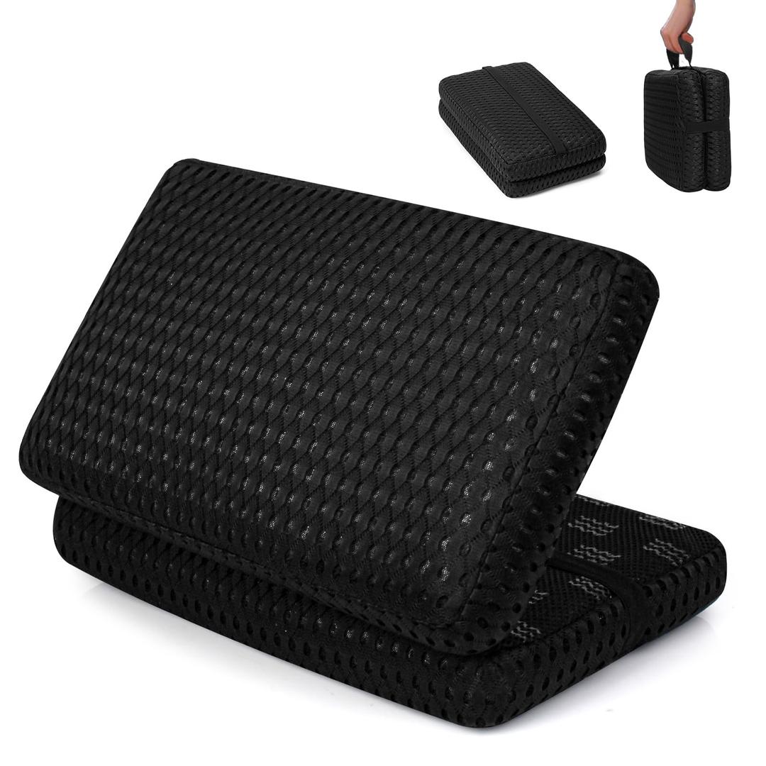 Foldable Travel Seat Cushion- Lightweight Comfort Airplane Seat Cushion for Long Flights, Camping, Bleachers,Home,Office, Driving (Black)