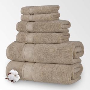 NOVA Luxury Linen - Hotel Quality Turkish Towel Set for Bathroom (6 Pcs Towel Set, Warmsand Beige)