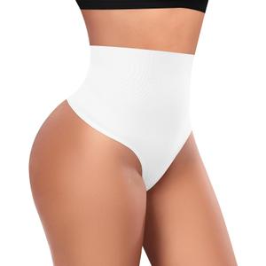 Tummy Control Thong Shapewear for Women High Waisted Body Shaper Panties Shaping Thong Girdle Underwear (Small, 01# Mid Waisted White(slimmming))