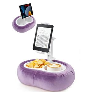 Miledi Tablet Pillow Stand, Compatible with 4.7"-12.9" Kindle, iPad, Phone/Tablet, 360° Rotating Phone Holder for Bed, Detachable Bowl, Reading and Relaxation on Bed (Purple)