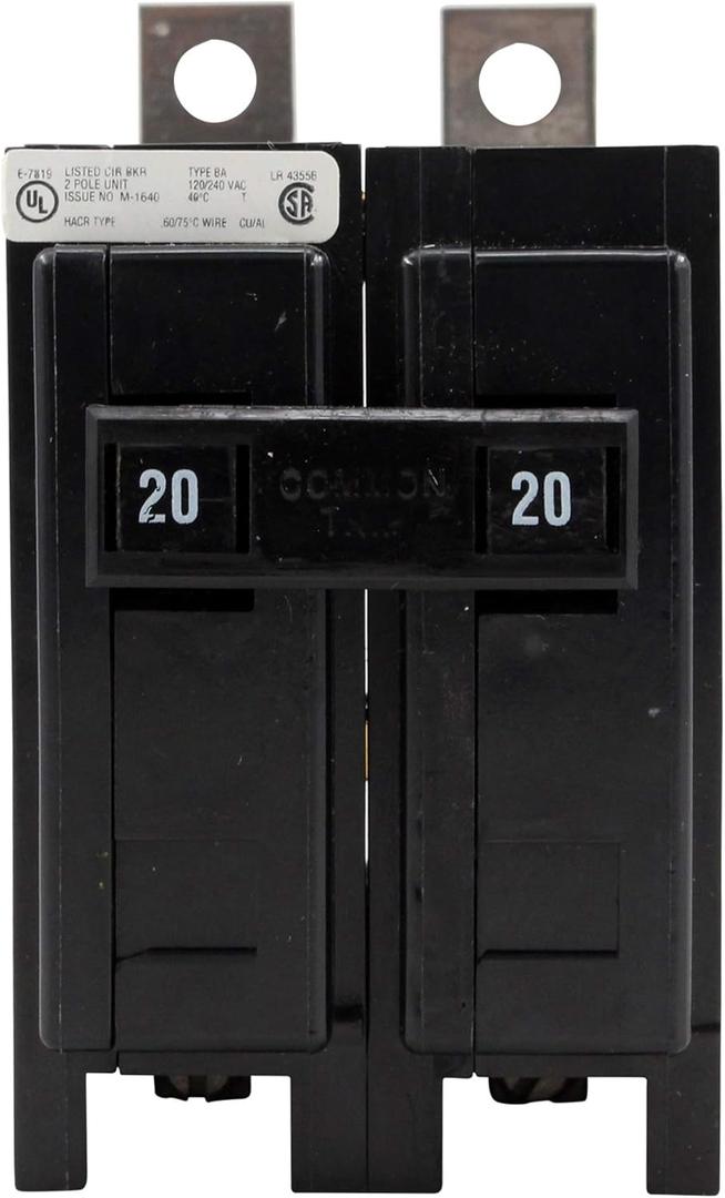 Eaton Cutler-Hammer Cutler Hammer BAB2020 20A 2 Pole Circuit Breaker, Color
