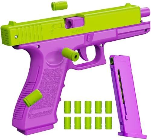 Fidget Toys, Non-Firing Toy Pistol Can be Loaded But Can't be Fired, Toys for Kids, Birthday Halloween Chirstmas Gift for Boys Kids Adults (Purple)