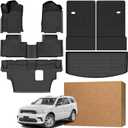 Floor Mats for Dodge Durango 7 Passenger 2016-2026 (Not for 5 Seats) | Custom Heavy Duty TPE All Weather Protection, Waterproof Non-Slip Black (Three-Row Floor Mats & Cargo Liner & Seatback Mat)