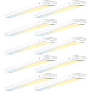 BBOUNDER 10 Pack 4FT LED Wraparound Light with 3CCT Selectable, 4000K/5000K/6500K, Super Bright 5500LM 50W 4 Foot Fluorescent Fixture, Flush Mount Office Ceiling Light for Kitchen Garage, White