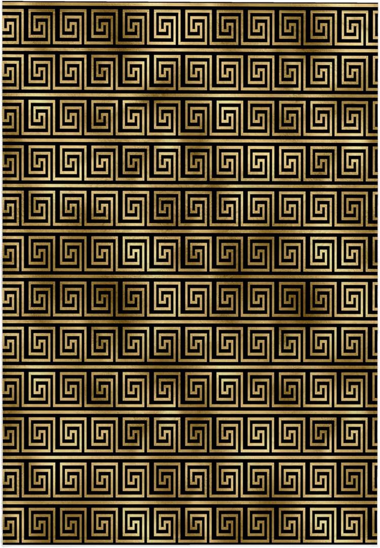 3dRose - Anne Marie Baugh - Patterns - Modern Black and Image of Gold Greek Key Geometric Pattern - Towels (twl-352788-1) (15" x 22")