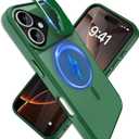 YFEMLAZ for iPhone 16 Plus Case(Built-in Invisible Kickstand) Heavy Duty MagneticCompatible with MagSafe Military-Grade Drop Protection,Translucent Matte for iPhone 16 Plus Case 6.7",Green
