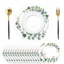 Paper Placemats Disposable 50 Pack Green Eucalyptus Leaves Wedding Disposable Placemats 13.7 Inch Summer Wedding Round Table Mats for Birthday Wedding Baby Shower Party Dining Decoration