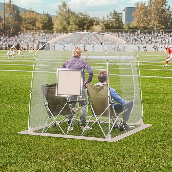 VEVOR Weather Tent for Sport Events, Fishing & Outdoors, Thick PVC Bubble Tent | Pop-Up Shelter for Sports & Outdoors | 70x70in, No Condensation & Ultra Visibility | All-Weather Protection 3-4 Person