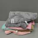 TENSTARS 5 Pack Thicken Microfiber Hair Towel Wrap for Women - Elastic Loop Design - 320GSM Coral Velvet - Quick Dry Hair Turban - 11x28 Inch (Grey+Pink+Brown+FrozenBlue+FrozenBerry)