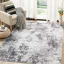 Washable Rug 5x7 Area Rugs for Living Room: Modern Abstract Neutral Soft Carpet for Bedroom Dining Room Under Kitchen Table Home Office Decor - Grey