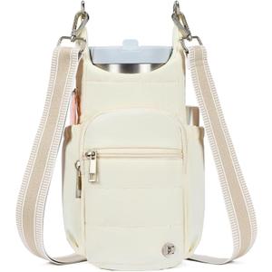 Telena Water Bottle Holder with Strap RFID Crossbody Bags for Women for Walking, Hiking, Cycling, Beige Yellow 