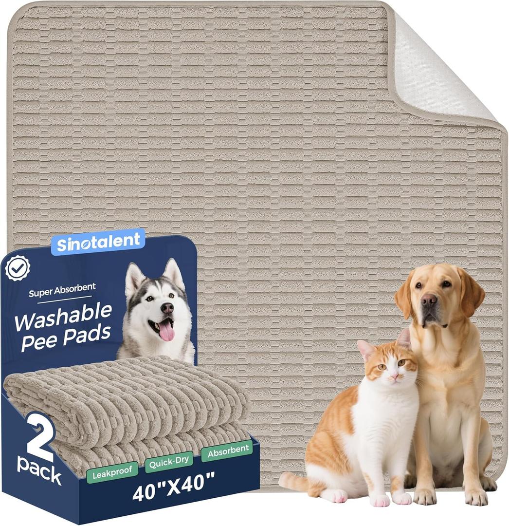 Sinotalent Washable Pee Pads for Dogs, 2 Pack Reusable Puppy Pads Dog Pads, NonSlip Dog Pee Pads, Leakproof Pet Pee Pads Wee Wee Pads for Dogs. (Brown, 24"x36"(Pack of 2))