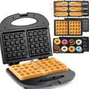Waffle Maker,Donut,Hot Dog Machine Set,3-in-1 Multifunctional Breakfast Maker Machine with Iron Removable Plate Mold for Home,Kitchen,Cake,Paninis,Nut,Steaks,Grill,Lunch,Snacks or Dessert