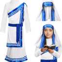 Mary Costume Set Girls Saint Costume Dress Christian Bible Nun Dress for Cosplay
