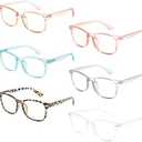 MIGSIR 6 Pack Blue Light Blocking Glasses for Computer Gaming, Fashion Fake Anti Eye Strain Eyeglasses for Women Men (6 Pack Mix-06)