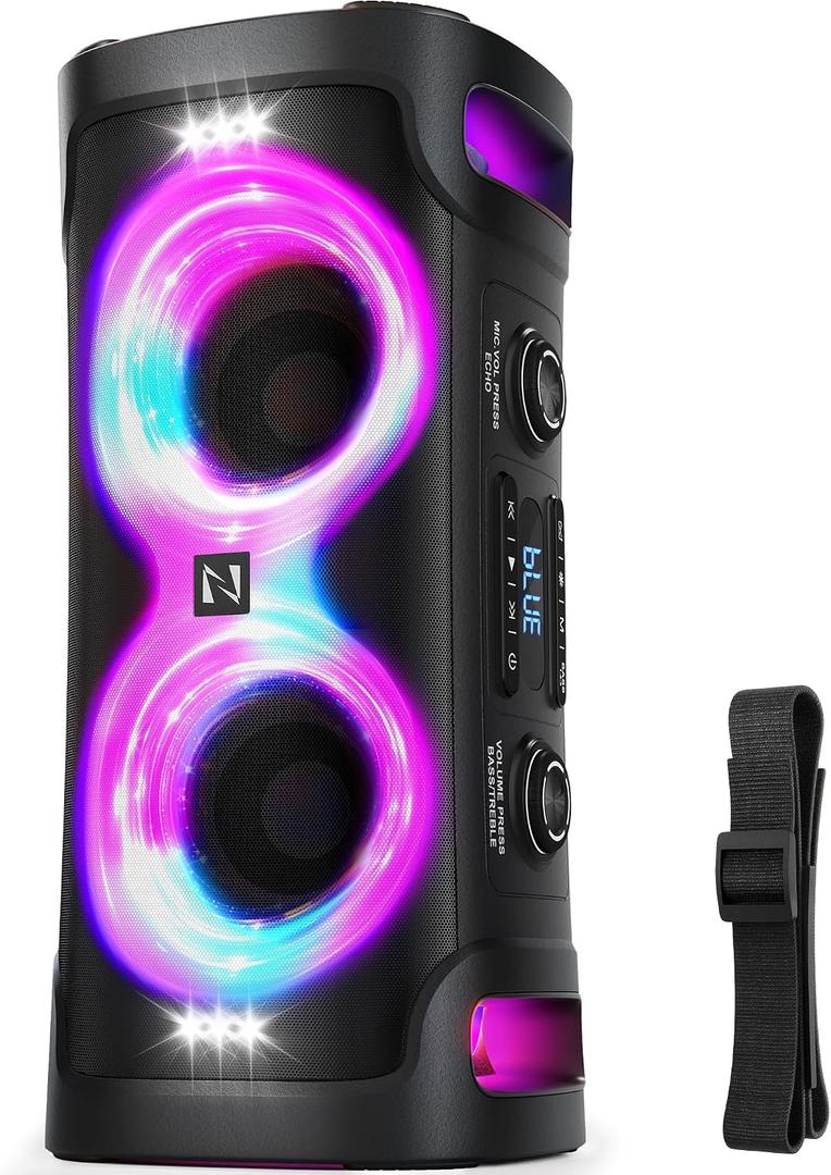 Party Bluetooth Speaker, 300W Peak Powerful Loud Stereo Sound Deep Bass