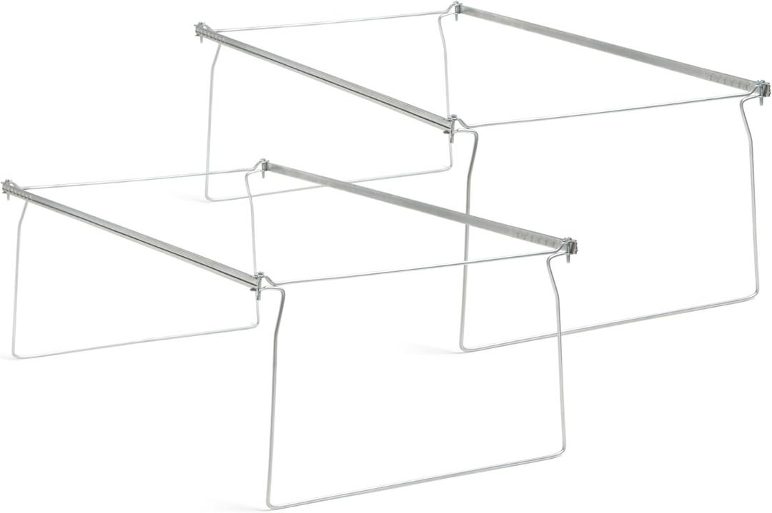 Smead Steel Hanging File Folder Frames, 2 Count, Gray, Adjustable Depth 23" to 27", Legal Size (64873)