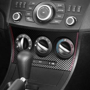 BETTERHUMZ Car Air Conditioning Control Panel Switch Sticker Compatible with Mazda 3 Axela 2010 2011 2012 2013 Mazdaspeed 3 for Alcantara Carbon Leather Interior Accessories (Style A, Carbon Leather)