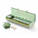 Weekly Pill Organizer,Portable 7 Day Pill Box, Moisture Proof Medicine Pill Organizer, Travel Pill Case with BPA-Free Material, Pocket-Size for Supplements & Vitamins (Green)
