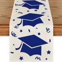 Artoid Mode 2026 Blue Stars Cap Graduation Table Runner, Holiday Kitchen Dining Table Runners for Home Party Decor 13x72 Inch