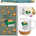 4 Pcs Funny Dumpster Gag Gifts Set for Coworker Employee Valentines Day Emotional Dumpster Notebook Mug Ballpoint Pen Scented Candle Appreciation Gift for Work Team Staff Teacher Nurse Boss (Green)