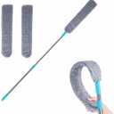 Retractable Gap Dust Cleaner Under Appliance Microfiber Duster Dust Brush with Extension Pole (36 to 49 inches) Cleaning Duster for Bed High Ceilings Furniture Bottom Household Gap Duster Gray