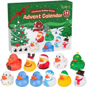 Advent Calendar 2024 Christmas Rubber Ducks - 24 Days Christmas Countdown Calendar Gifts for Kids Girls Boys Holiday Fun Duck Bath Toy for Toddler Baby 4 5 6 7 Year Old Xmas Surprise Gift Idea