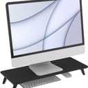 loukin Monitor Stand Riser for Desk, 22.4" x 8.3" Larger Computer Stand for Laptop, PC, Printer, Sturdy Desktop Computer Shelf with Non-Skid Rubber, Home Office (Black)