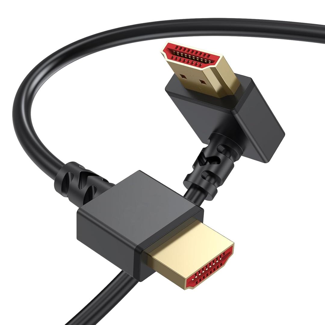 8K Right Angle HDMI Cable 3.3FT, 90 Degree HDMI 2.1 Cable Ultra High Speed HDMI to HDMI Cord (8K@60Hz, 4K@120Hz/60Hz, eARC, Dynamic HDR, 3D) for HDTV, Monitor, PS5/PS4, Laptop, PC