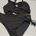SOLY HUX Women's Plus Size Bikini Set Sexy Swimsuit Lace Up Tummy Control 2 Piece Bathing Suit 1XL