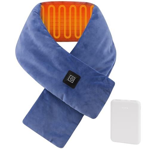Heated Neck Wrap with 5000 mAh Power Bank, Cordless Heating Pad with Adjustable 3 Heat Settings, Soft Neck Warmer for Pain Relief, Muscle Relaxation, Portable Heated Neck Scarf