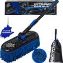Flash Dog Car Duster Exterior - Wax Treated Cotton & Extendable Aluminum Alloy Handle Scratch Free Cleaning Brush for Cars, Trucks, SUVs, RVs, Motorcycles | Waterless Dust & Pollen Remover (Blue)