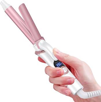 Mini Curling Iron for Short Hair Dual Voltage with European UK Plug Adapter 3/ 4 Inch Travel Size Small Barrel Curling Iron to Beachy Waves Curls with 30S Fast Heating, 5 Temps for Global