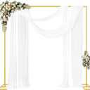 Fomcet 8FT x 8FT Backdrop Stand Heavy Duty with Base, Gold Portable Adjustable Pipe and Drape Backdrop Stand Kit, Square Metal Arch Party Frame for Wedding Birthday Parties Banquet Decorations