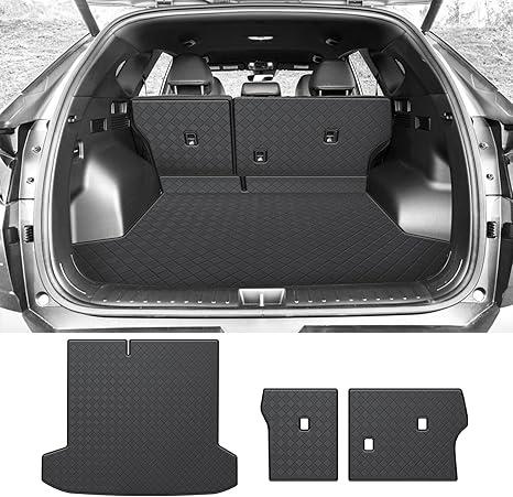 Trunk Mat & Backrest Mat Compatible with 2020-2024 2025 Hyundai Palisade - Custom Fit PU Leather Cargo Liner and Rear Backrest Protector - All Weather Cargo Mats Waterproof Anti-Slip Easy to Clean