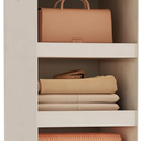 FLYBOX Closet Organizer and Storage, Collapsible Hanging Closet Organizer, 3 Shelf Sturdy Baby Closet Organizer & Ideal for RV,Camper Bed Side Closets Khaki, 29 " H X 12" W X 12" D